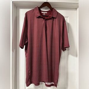 Greg Norman ML75 Play Dry Golf Polo Burgundy Stripe 1/4 Button Collar Size XXL